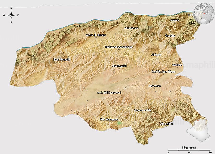 chlef algeria physical map